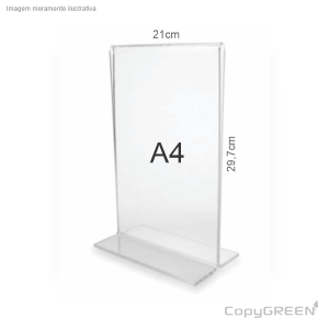 Display de Mesa Acrílico Cristal -  T invertido A4 - 764 Acrílico Cristal 2mm 21,0x29,7cm    