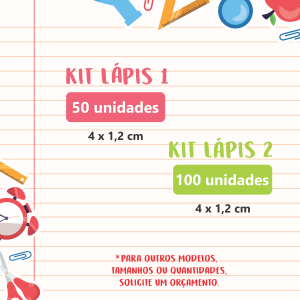 Kit Lápis      Produzida em adesivo vinil brilho resistente a água, acabamento meio corte (somente destacar e aplicar)